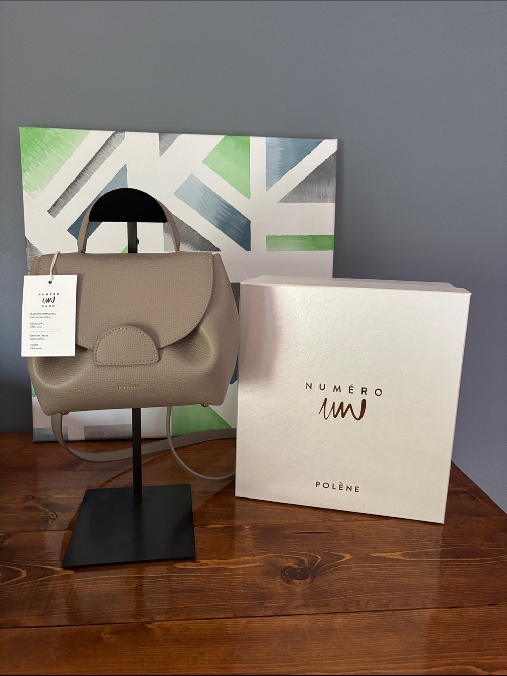 Excellent Condition Polene Numero Un Nano in Textured Taupe